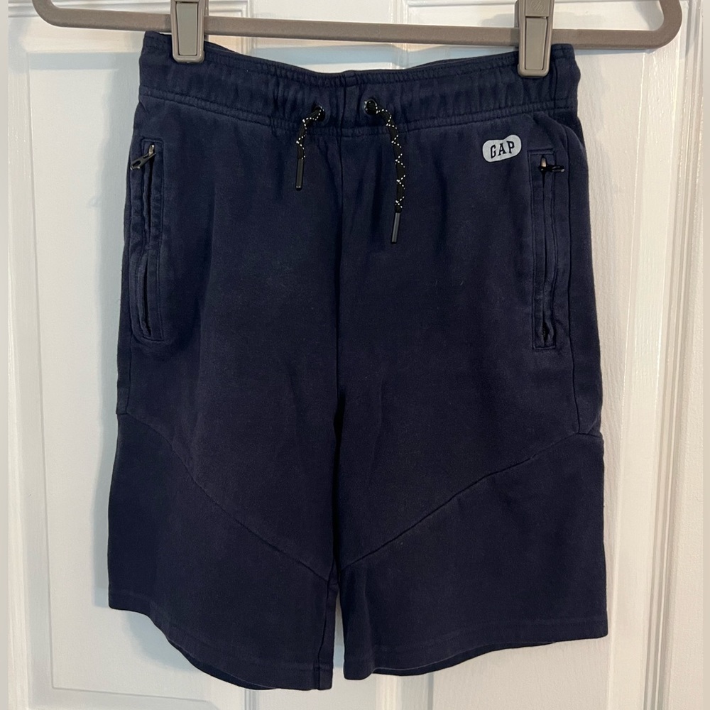 Gap Kids Navy cotton shorts Elastic waistband drawstring, zipper pockets size XL